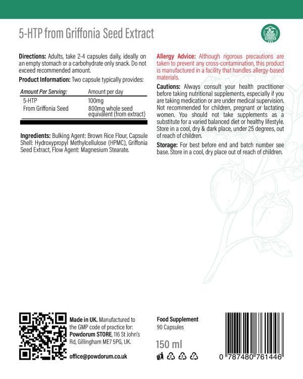 5-HTP from Griffonia Seed Extract 60 capsules leaflet