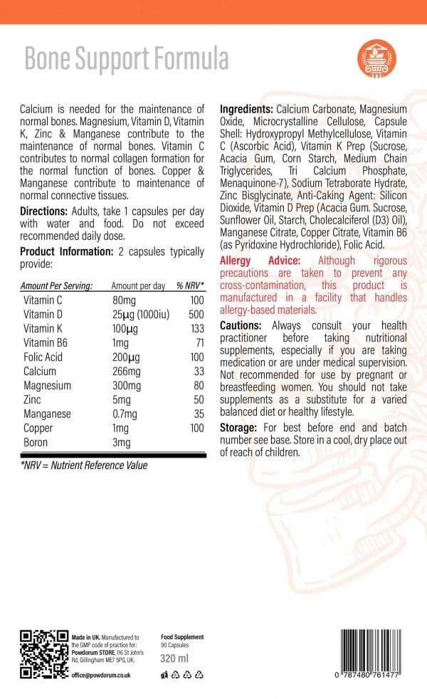 Bone Support Formula 90 capsules leaflet
