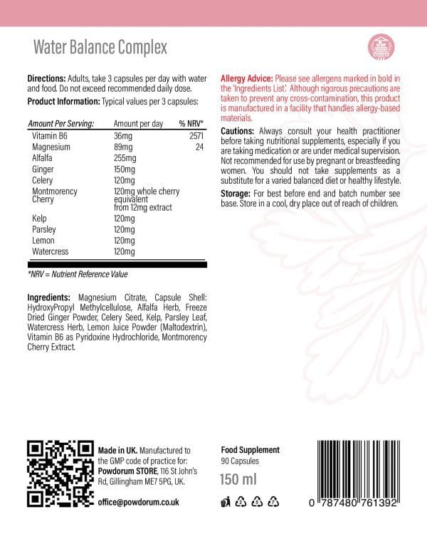 Water Balance Complex for Women - 90 Capsules leaflet